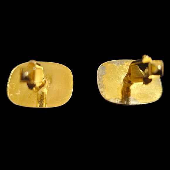 Vintage Gold Tone Mother of Pearl Oval Inlay Cufflinks 21mm x 18mm - Picture 3 of 5